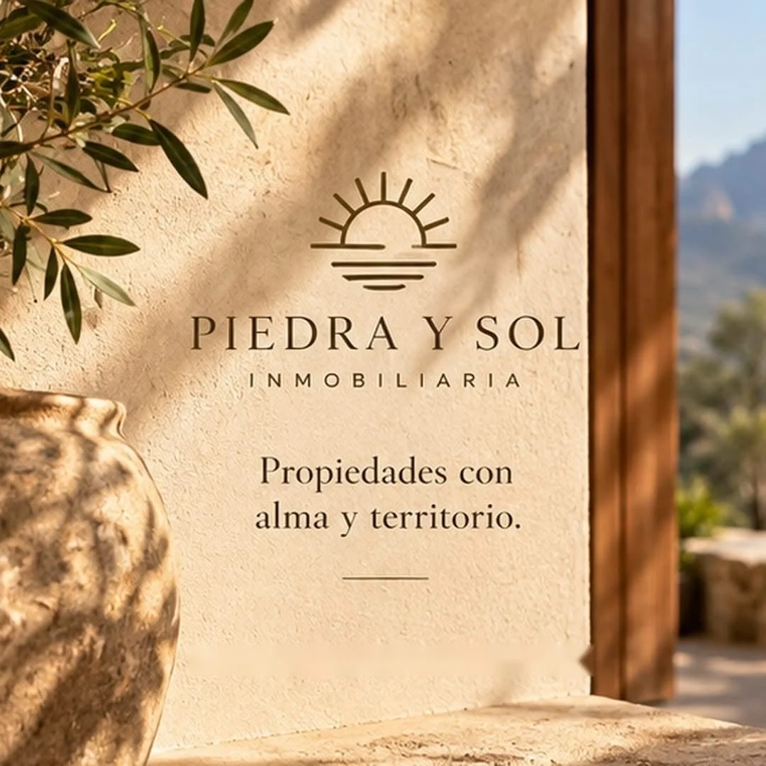 Identidad de Piedra y Sol con el lema propiedades con alma y territorio
